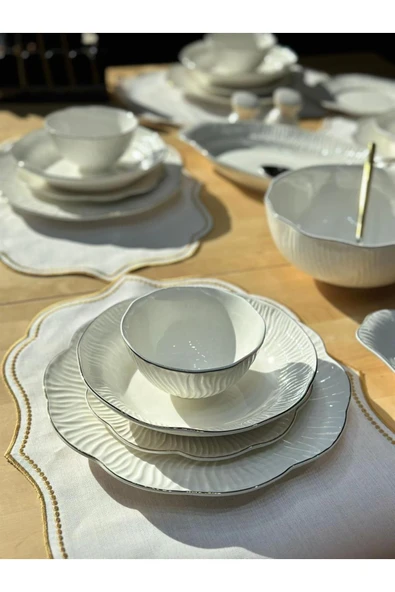 Onedekor  6 Kişilik 29 Parça Porselen Sophia Yemek Takımı Gold - Resim 2