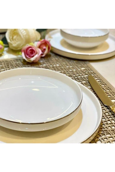 decovien  Bone Porselen Silver 6 Kişilik Yemek Takımı 24 Parça Aym115 - 4