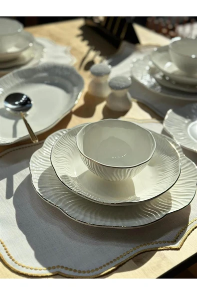 Onedekor  6 Kişilik 29 Parça Porselen Sophia Yemek Takımı Gold - Resim 3