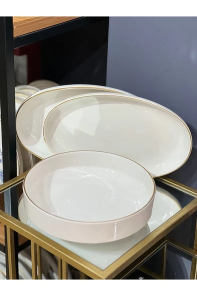 Onedekor  3'lü Modern Gold Salata Kayık Kase Seti