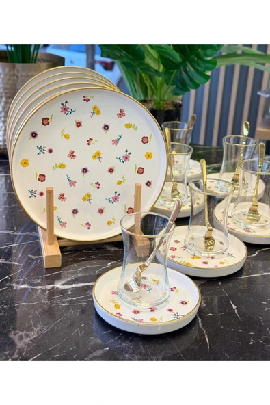 Onedekor  18 Parça Modern Blossom Elegance Pasta Çay  Saati Seti - 3