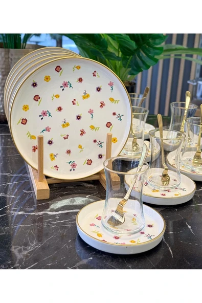 Onedekor  18 Parça Modern Blossom Elegance Pasta Çay  Saati Seti - 4
