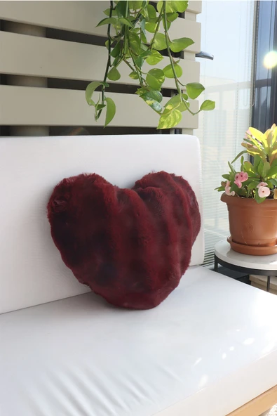 Kalp Şekilli Sevgililer Gününe Özel Love Peluş Bubble Dekoratif Yastık, 2 Adet Kırlent Kılıfı - 3