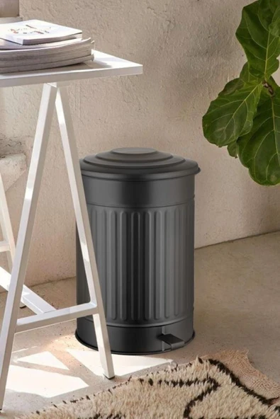 The Mia  Galvaniz 37lt 50x40cm Büyük Boy Çöp Kovası Siyah Glv0292 - 2