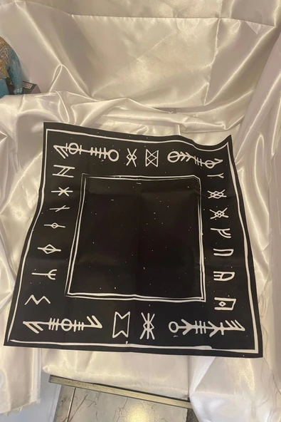 Tarot Örtüsü Sunak Run Taşları Örtüsü Sunak Nordic Runes Örtüsü Sunağı El İşi Ouija - Resim 6