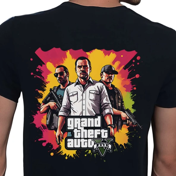 GTA T-shirt %100 Pamuklu Siyah Penye Basic Erkek Tişört
