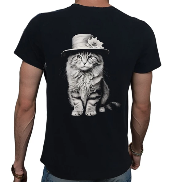 Black-White T-shirt %100 Pamuklu Siyah Penye Basic Erkek Tişört - Resim 2