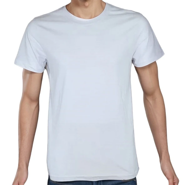 Splash Animal T-shirt %100 Pamuklu Beyaz Penye Basic Erkek Tişört - Resim 6