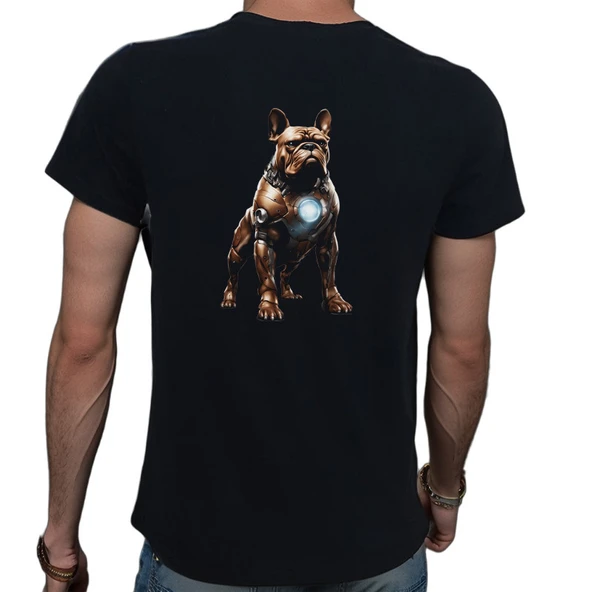 Bulldog T-shirt %100 Pamuklu Siyah Penye Basic Erkek Tişört - Resim 2