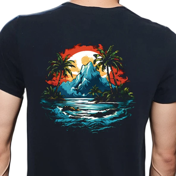 Island T-shirt %100 Pamuklu Siyah Penye Basic Erkek Tişört