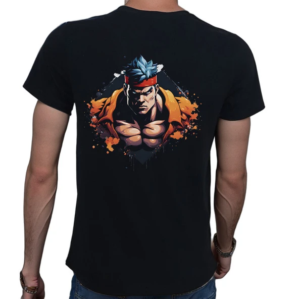 Splash Fight T-shirt %100 Pamuklu Siyah Penye Basic Erkek Tişört - Resim 2