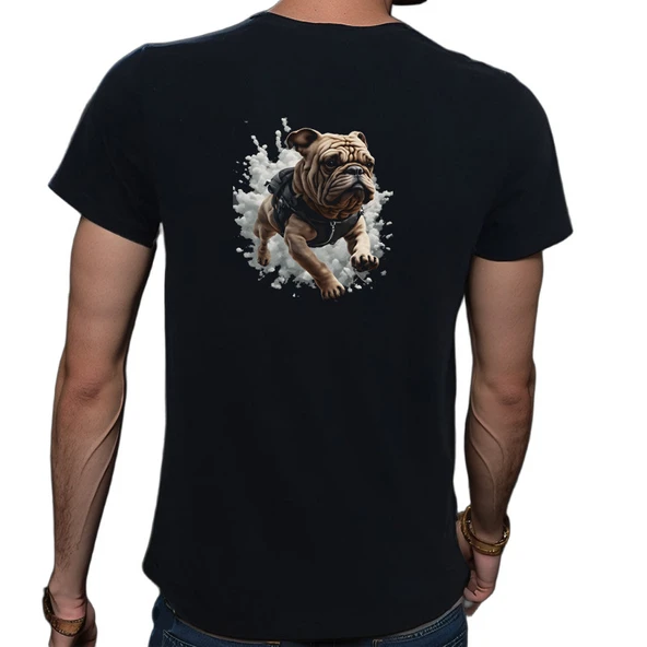 Bulldog T-shirt %100 Pamuklu Siyah Penye Basic Erkek Tişört - Resim 2