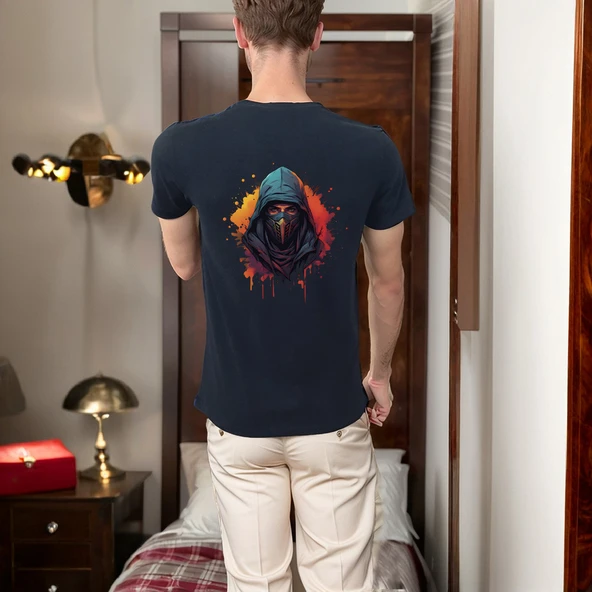 Ninja T-shirt %100 Pamuklu Siyah Penye Basic Erkek Tişört - Resim 3