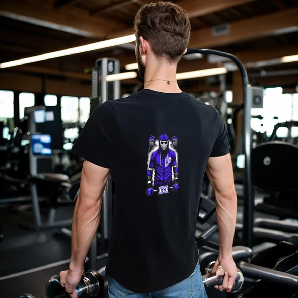 Elip Sport T-shirt %100 Pamuklu Siyah Penye Basic Erkek Tişört - Resim 3