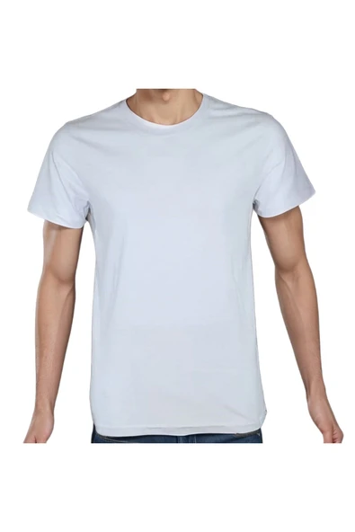 Astronaut T-shirt %100 Pamuklu Beyaz Penye Basic Erkek Tişört - Resim 2