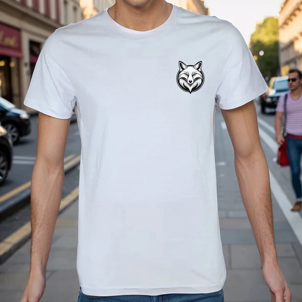 Fox T-shirt %100 Pamuklu Beyaz Penye Basic Erkek Tişört - Resim 3