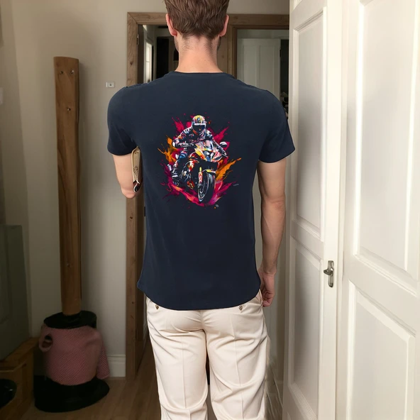 Splash GP T-shirt %100 Pamuklu Siyah Penye Basic Erkek Tişört - Resim 5