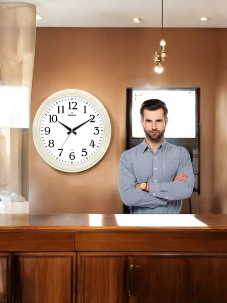 Girist Salon Tipi Büyük Boy Duvar Saati Bej 46 cm - 2