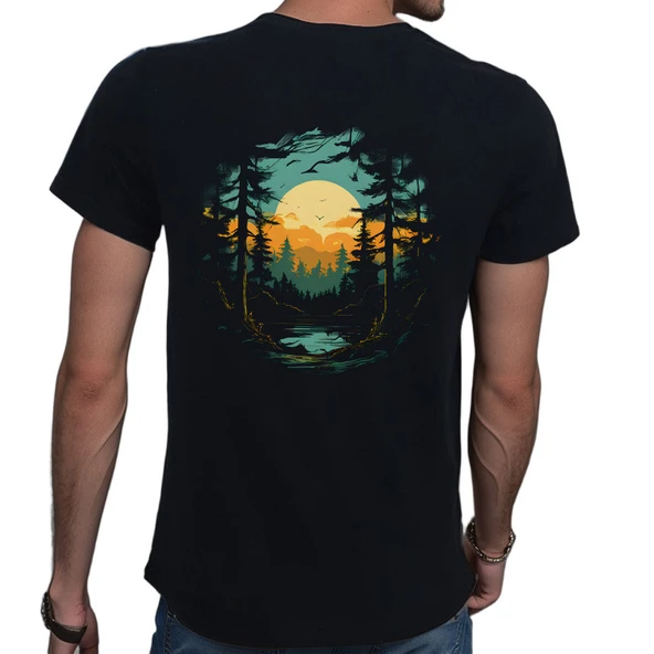 Forest T-shirt %100 Pamuklu Siyah Penye Basic Erkek Tişört - Resim 2