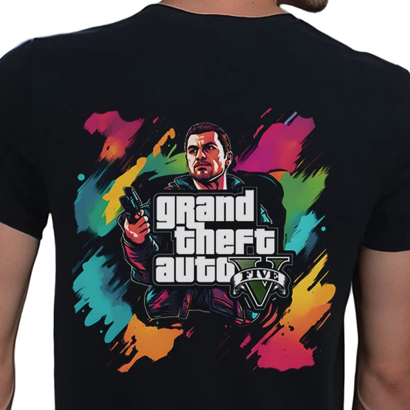GTA T-shirt %100 Pamuklu Siyah Penye Basic Erkek Tişört