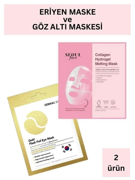 Dermal Kolajen İçerikli Şeffaflaşan Eriyen Maske 34 gr ve Gold Göz Altı Maskesi 4 gr Seti - 1