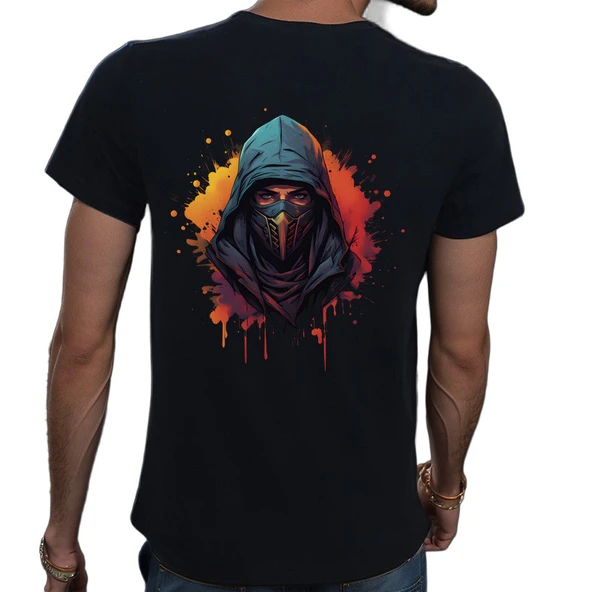 Ninja T-shirt %100 Pamuklu Siyah Penye Basic Erkek Tişört - Resim 2