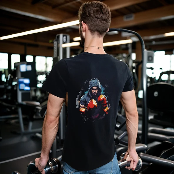 Splash Sport T-shirt %100 Pamuklu Siyah Penye Basic Erkek Tişört - Resim 3