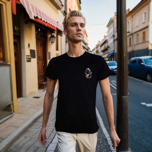 Elip Guitar T-shirt %100 Pamuklu Siyah Penye Basic Erkek Tişört - Resim 3
