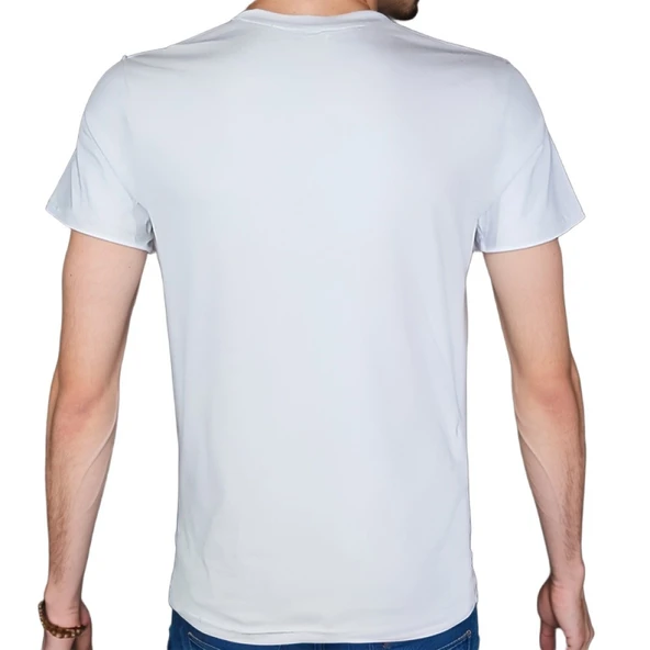 Catz T-shirt %100 Pamuklu Beyaz Penye Basic Erkek Tişört - Resim 6