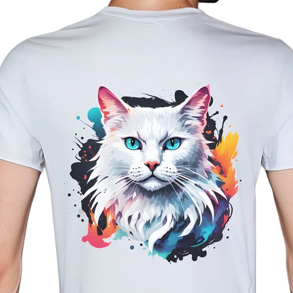 Splash Animal T-shirt %100 Pamuklu Beyaz Penye Basic Erkek Tişört