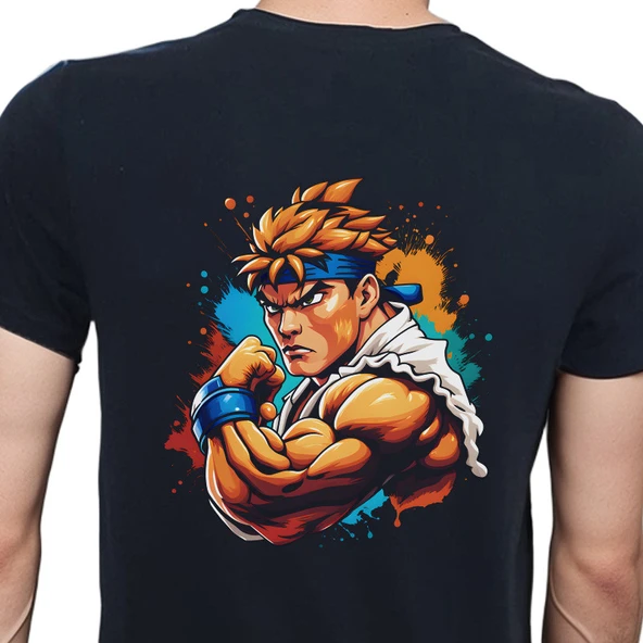 Splash Fight T-shirt %100 Pamuklu Siyah Penye Basic Erkek Tişört ürün görseli