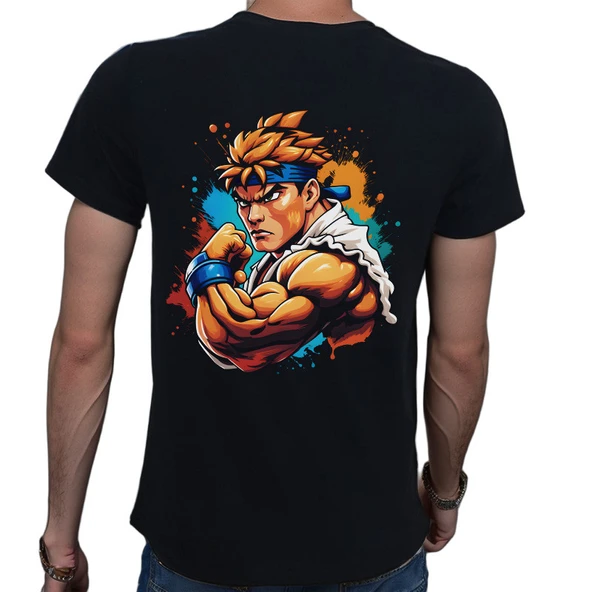 Splash Fight T-shirt %100 Pamuklu Siyah Penye Basic Erkek Tişört - Resim 2