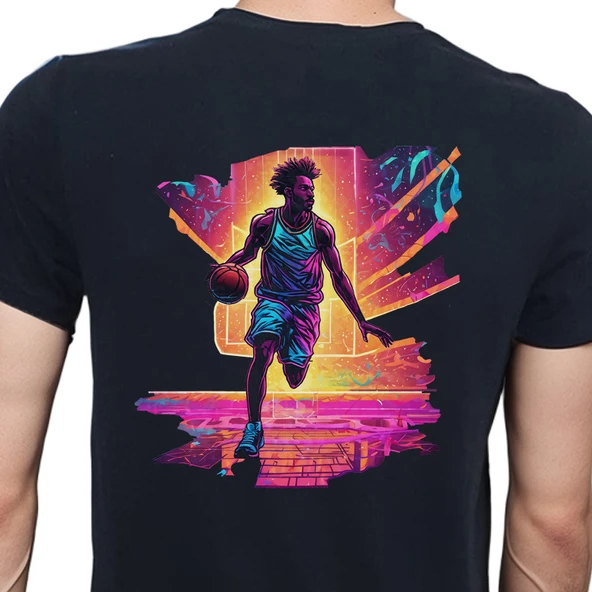 Neon Spor T-shirt %100 Pamuklu Siyah Penye Basic Erkek Tişört