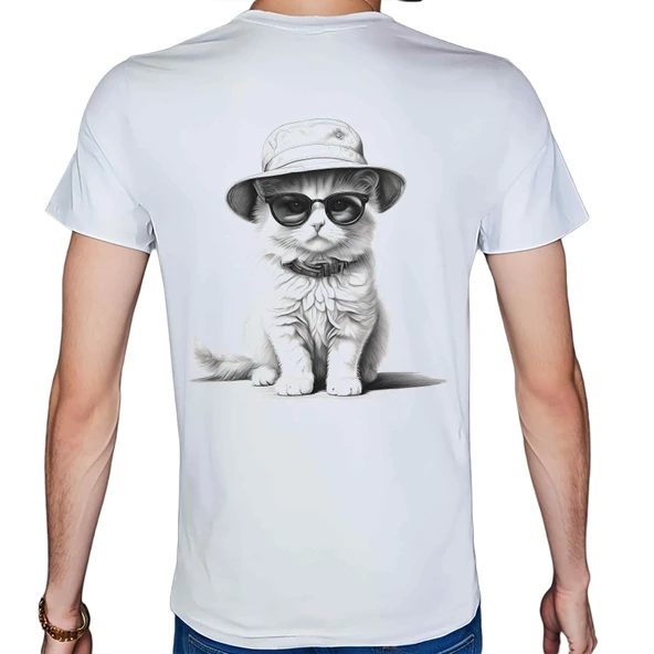 Black-White T-shirt %100 Pamuklu Beyaz Penye Basic Erkek Tişört - Resim 2