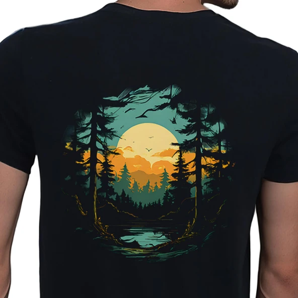 Forest T-shirt %100 Pamuklu Siyah Penye Basic Erkek Tişört