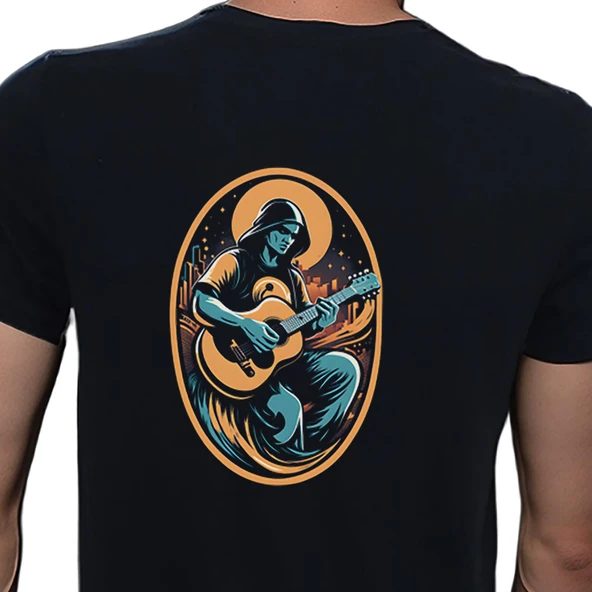Elip Guitar T-shirt %100 Pamuklu Siyah Penye Basic Erkek Tişört ürün görseli