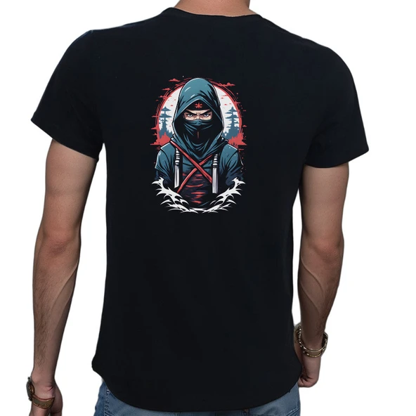 Ninja T-shirt %100 Pamuklu Siyah Penye Basic Erkek Tişört - Resim 2