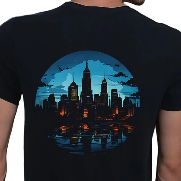 City T-shirt %100 Pamuklu Siyah Penye Basic Erkek Tişört