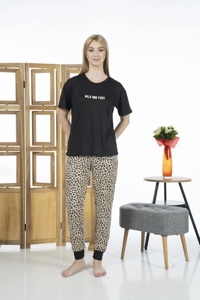 Estiva 24130 Wild And Free Kadın Kısa Kollu Pijama Takımı - 2