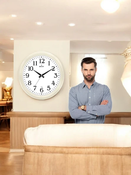 Girist Salon Tipi Büyük Boy Duvar Saati Bej 46 cm - 3