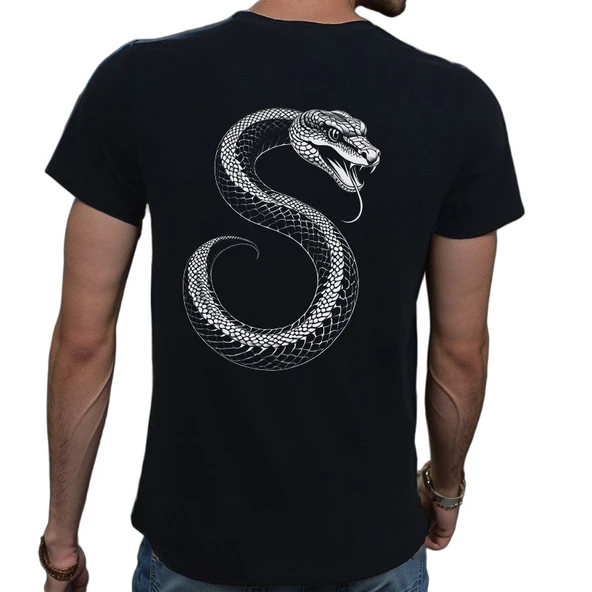Tattoo T-shirt %100 Pamuklu Siyah Penye Basic Erkek Tişört - Resim 2