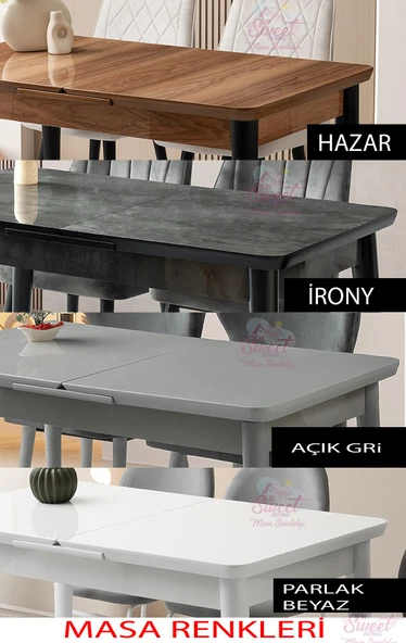 Kelebek Tekno Kenar Mdf H.G Açılır Masa 4 Adet Siesta Sandalye Takım - 6