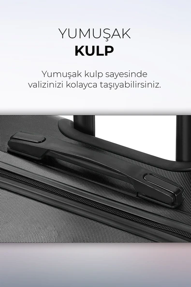 Polo&Sky Spring Model Siyah Renk 2'li Valiz Seti Kabin + Orta - Resim 5