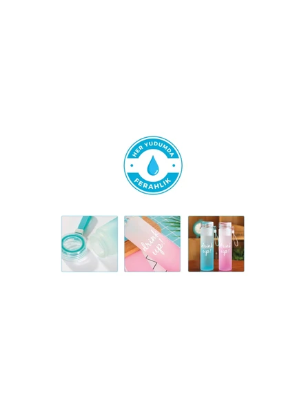 Vaeske Buzlu Cam Matara 480 ml Mavi - Resim 3