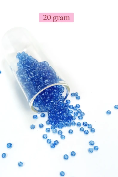 Dökme Cam Kum Boncuk (8/0) 3 mm - 20 Gram - Şeffaf Açık Mavi - BNC163 ürün görseli
