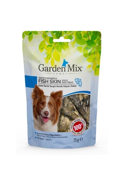 Garden Mix Balık Derisi Sargılı Kemik Köpek Ödülü 75 Gr