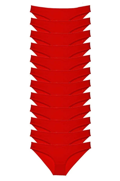 12 adet Süper Eko Set Likralı Kadın Slip Külot Kırmızı ürün görseli