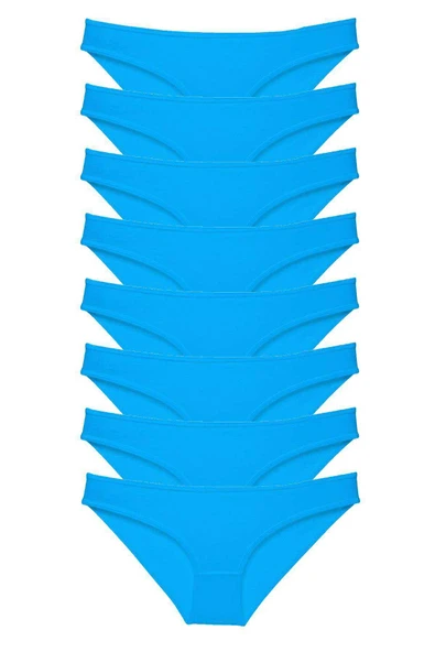 8 adet Süper Eko Set Likralı Kadın Slip Külot Mavi ürün görseli 1