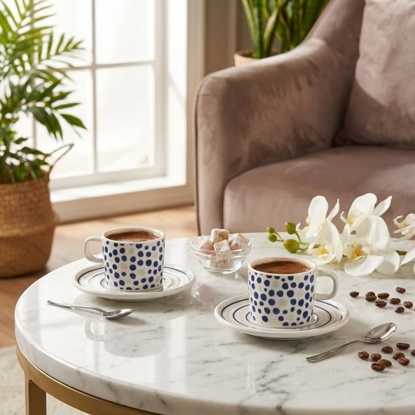 GÜRAL PORSELEN Mental 4 Parça 2 Kişilik Kahve Fincan Takımı 6561 ürün görseli 1