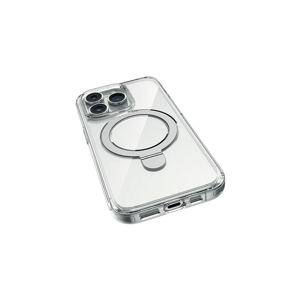 Apple iPhone 16 Pro Max Kılıf Magsafe Şarj Özellikli Raptic Air Stand Serisi Buzlu Transparan Tasarımlı Standlı Kapak - 6